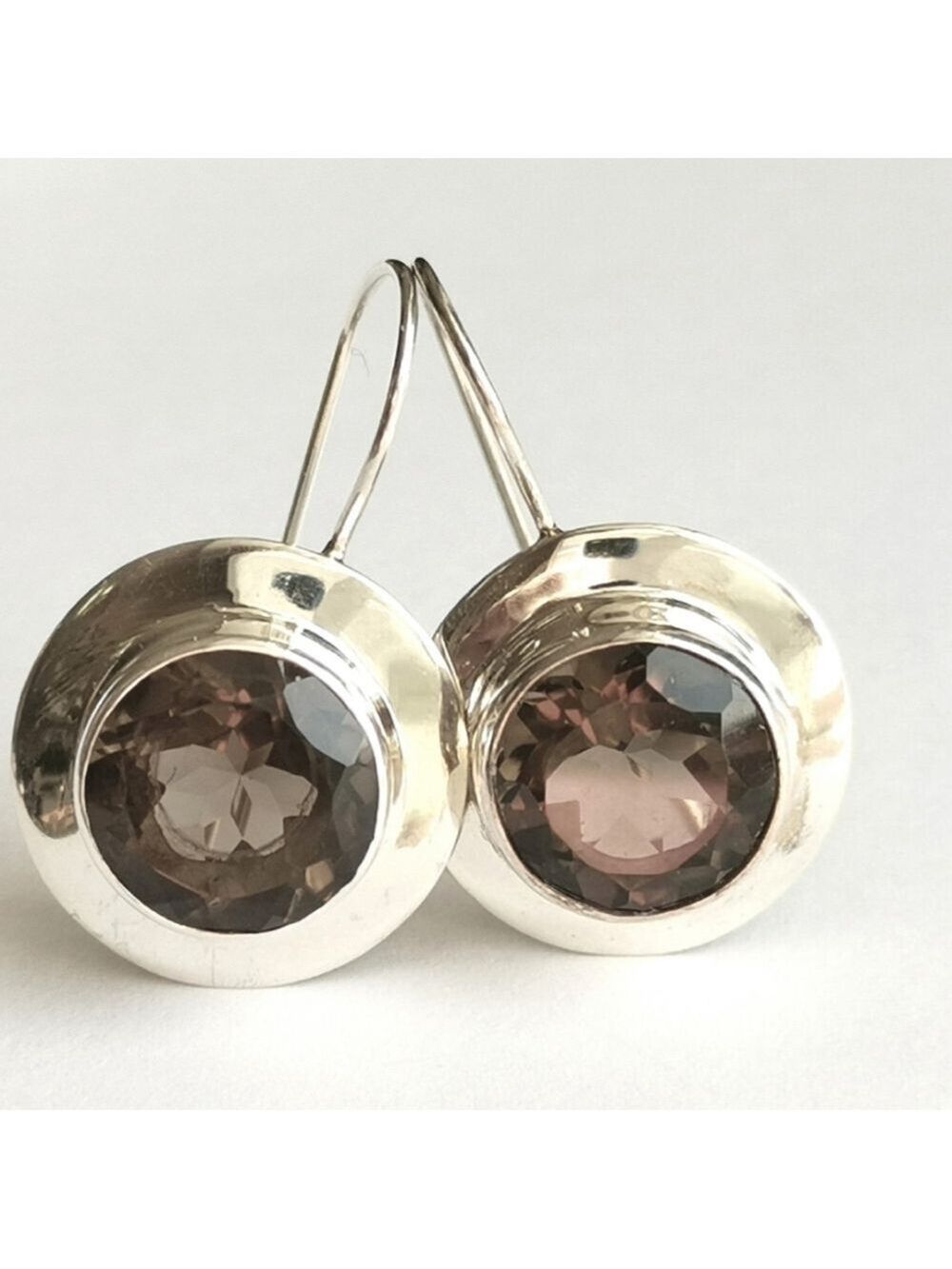 Smokey Topaz Smoky Quartz Drop Earrings In Sterling Silver 🆕